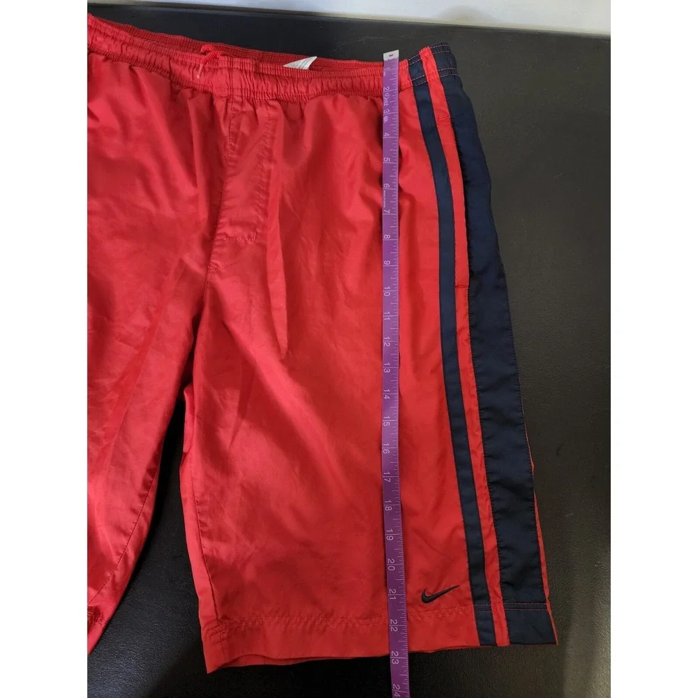 Nike Swim Trunks Men Large Red Pockets Boardshorts Mesh Lined Embroidered Swoosh